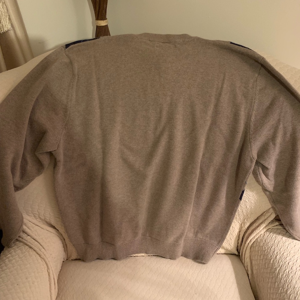 Tan, navy and cream color argyle style sweater. - Picture 5 of 5